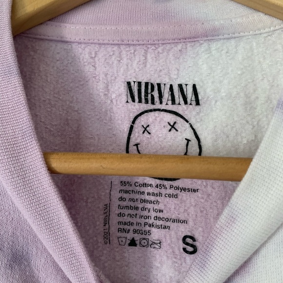 {SOLD} NWOT Purple Tie Dye Nirvana Crew Neck Sweater - Picture 6 of 7